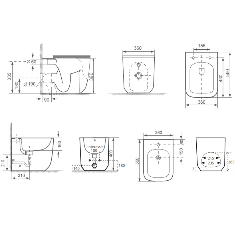 Sanitari filomuro Prime BathCore con scarico a vortice e copriwater soft-close 5