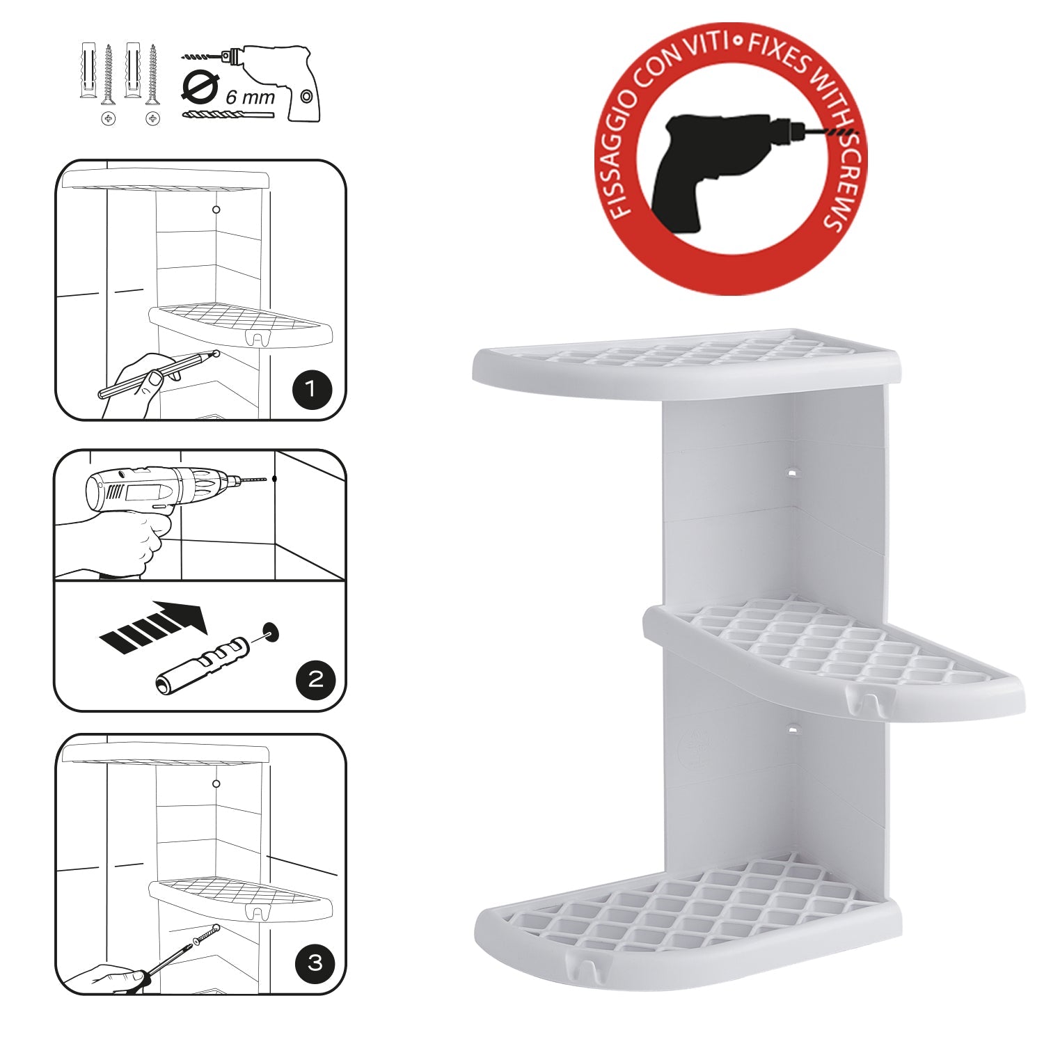  Portaoggetti doccia angolare modello Oscar di Gedy - Bianco by CeramicStore | Lo specialista del tuo bagno