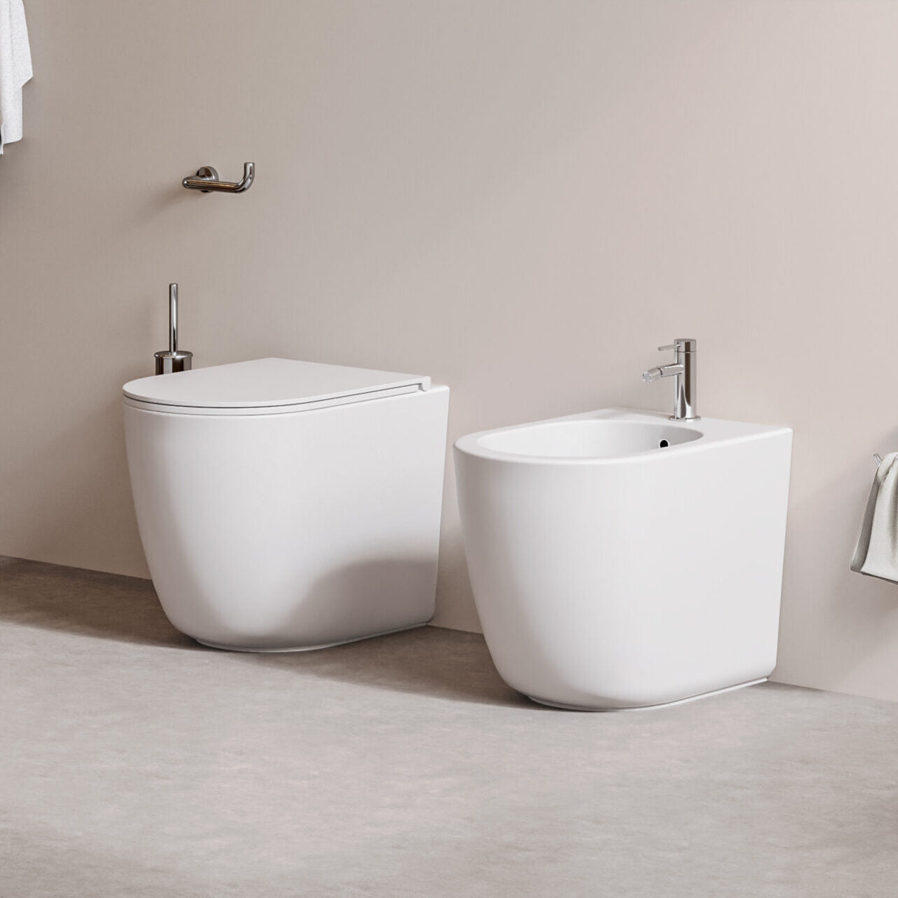 Sanitari a terra filomuro Sally BathCore scarico tornado 52x36 cm con copriwater soft close 2