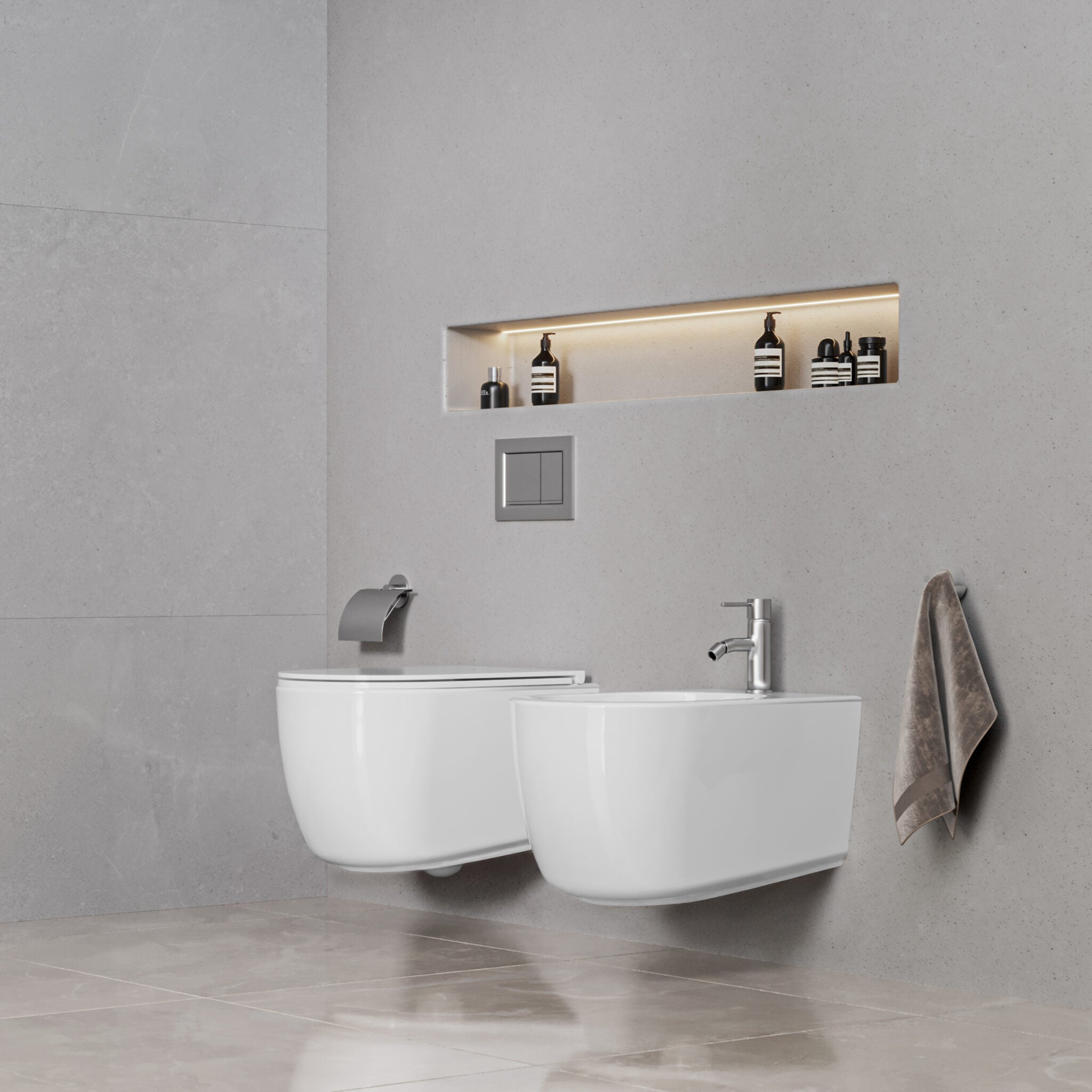 vaso sospeso moderno con scarico vortice BathCore