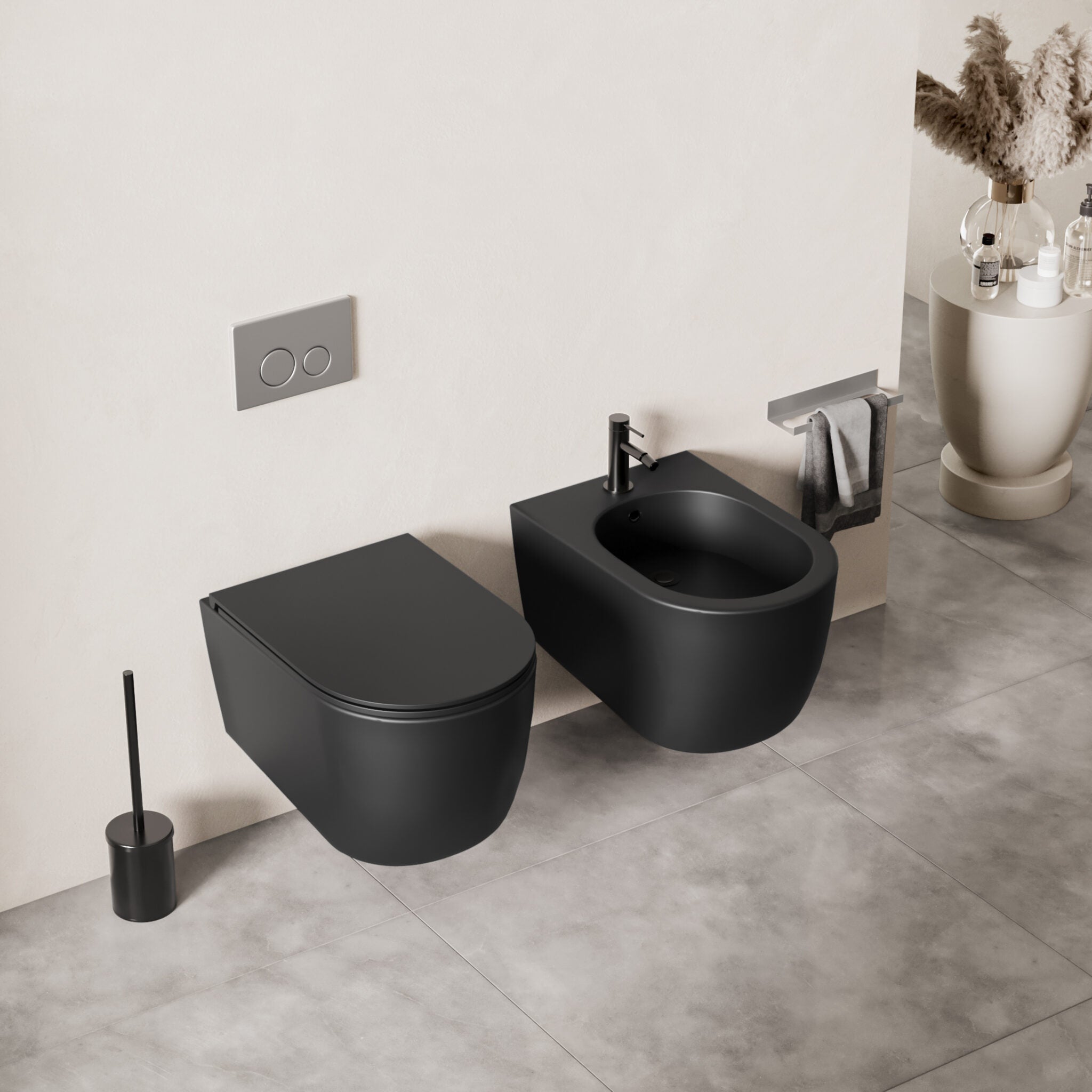 sanitari bagno sospesi bianco nero opaco soft close