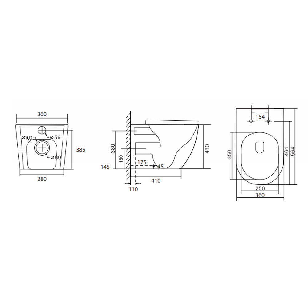 Sanitari filomuro Vortex BathCore con scarico tornado e copriwater soft-close 5