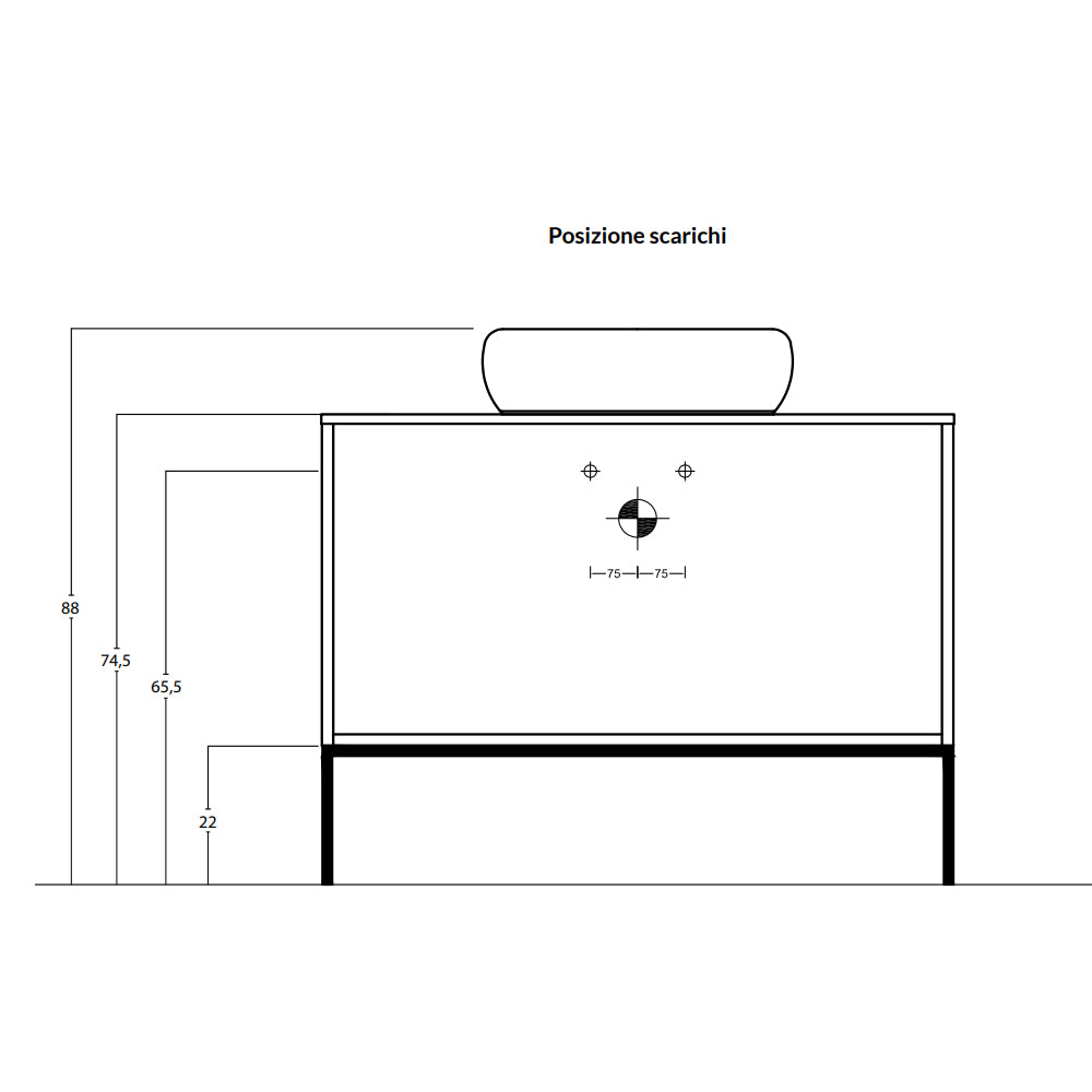 Mobile bagno sospeso Venere 80 cm con lavabo da appoggio e specchio - varie finiture 7