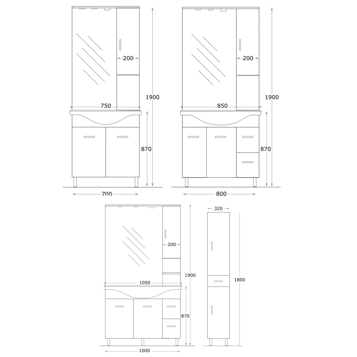 Mobile bagno completo con lavabo, specchio e illuminazione LED Laguna by Cubi&Co - varie finiture 6