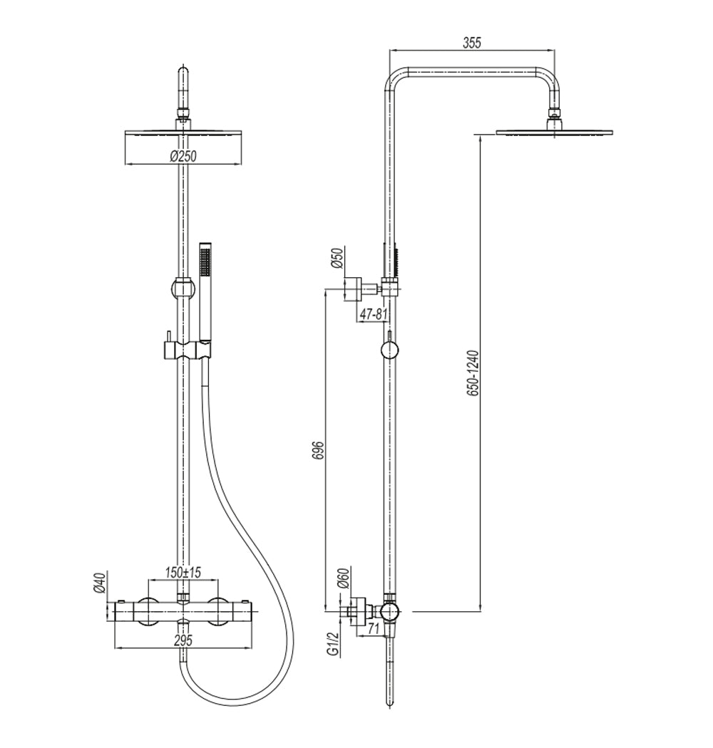 Colonna doccia termostatica Lady in acciaio 316L con soffione e doccetta 4