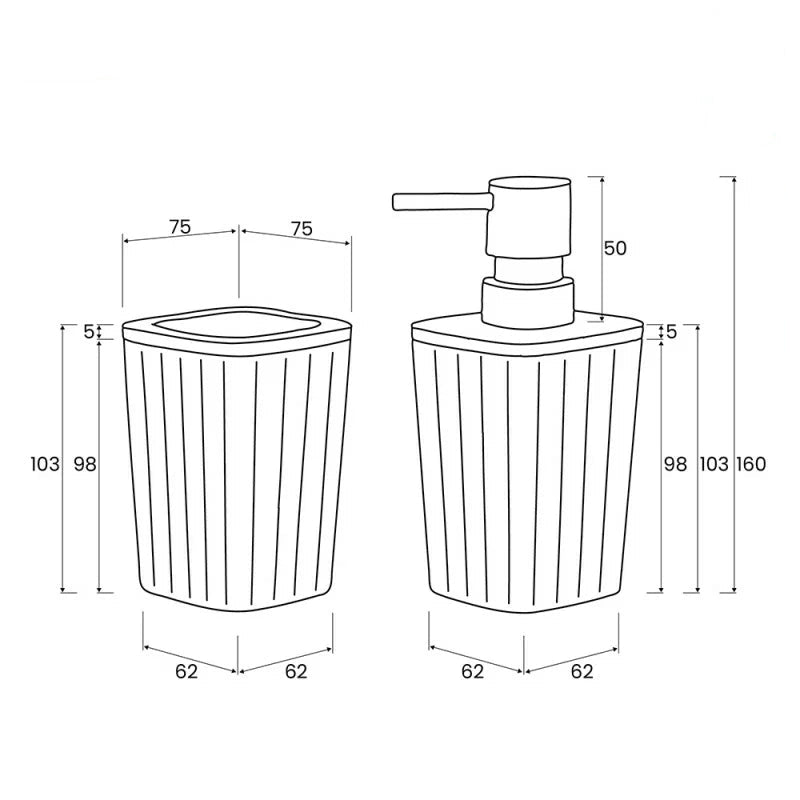 Set accessori bagno 5 pezzi Essence by BathCore in plastica e bamboo - Crema 2