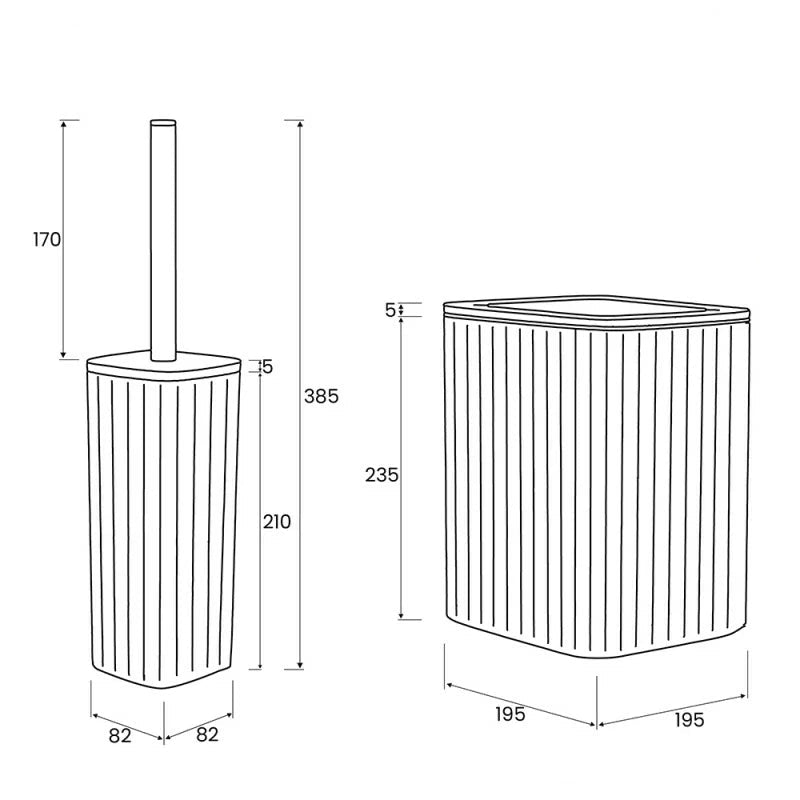 Set accessori bagno 5 pezzi Essence by BathCore in plastica e bamboo - Crema 3