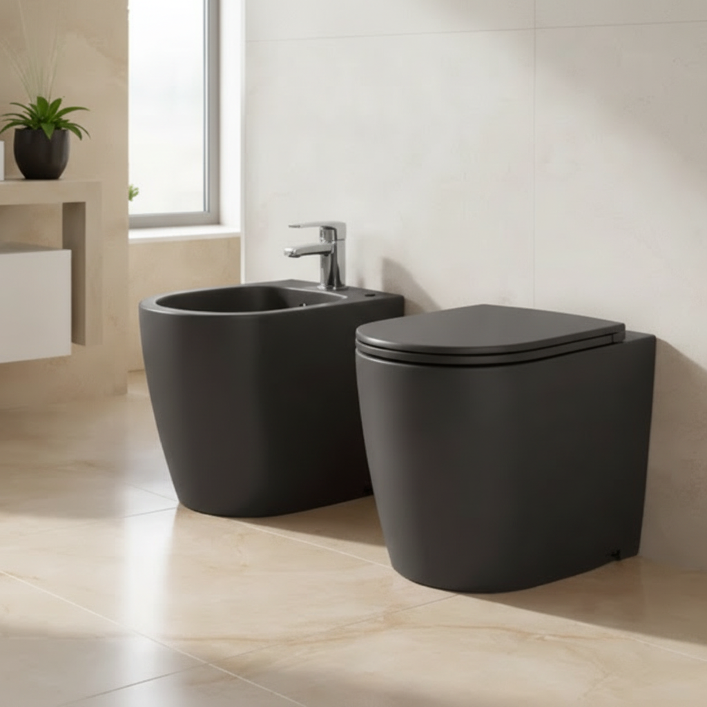 Set sanitari filomuro BathCore Infinity WC rimless e bidet