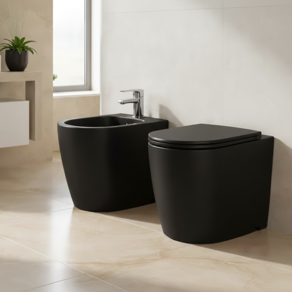 Set sanitari filomuro BathCore Infinity WC rimless e bidet