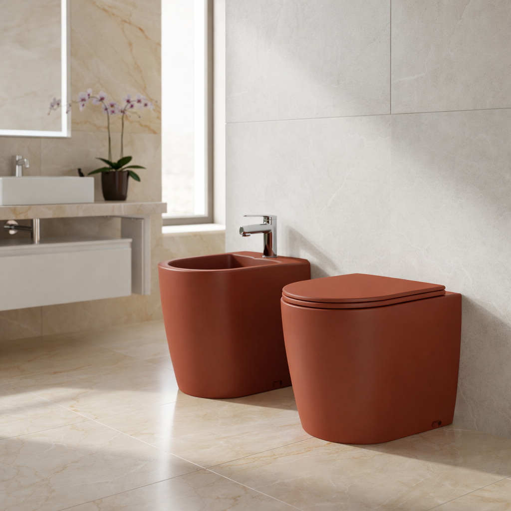Set sanitari filomuro BathCore Infinity WC rimless e bidet