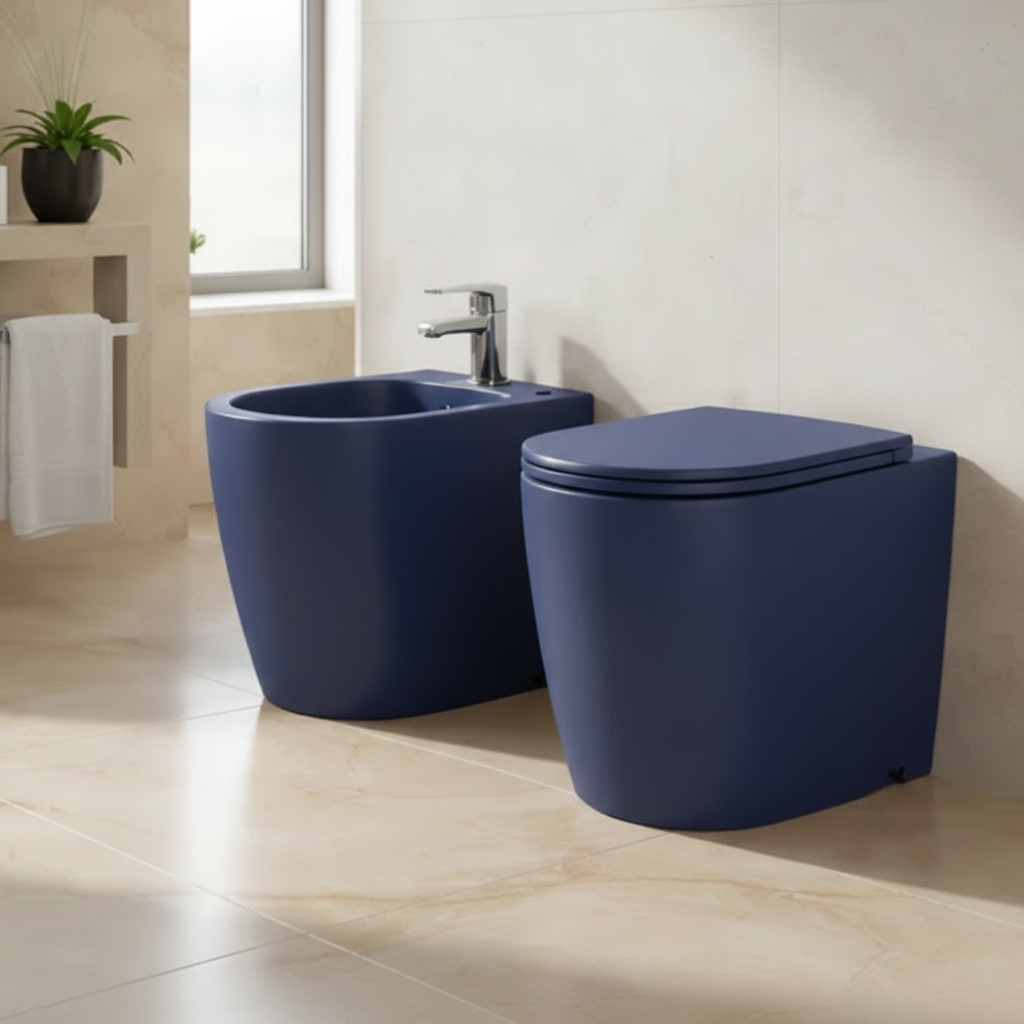 Set sanitari filomuro BathCore Infinity WC rimless e bidet