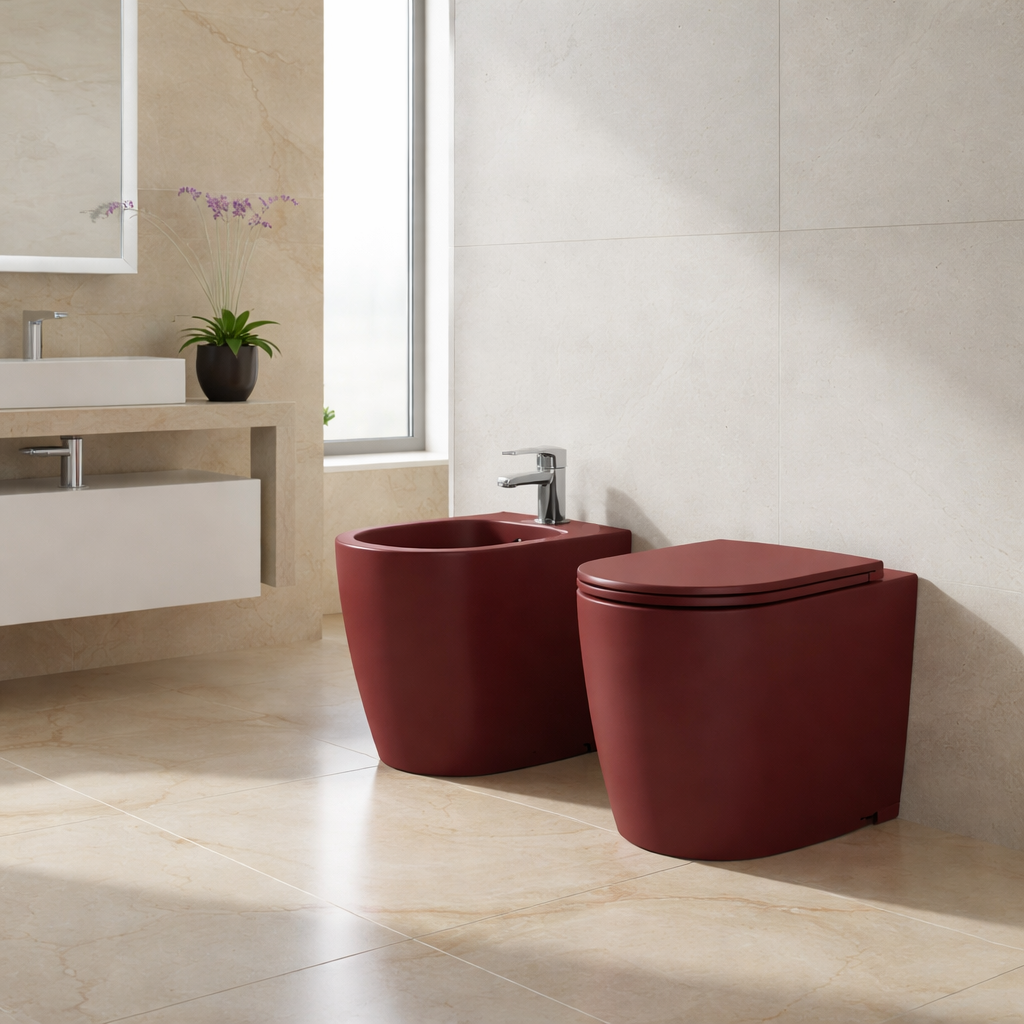 Set sanitari filomuro BathCore Infinity WC rimless e bidet