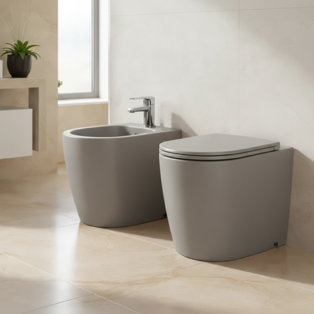 Set sanitari filomuro BathCore Infinity WC rimless e bidet