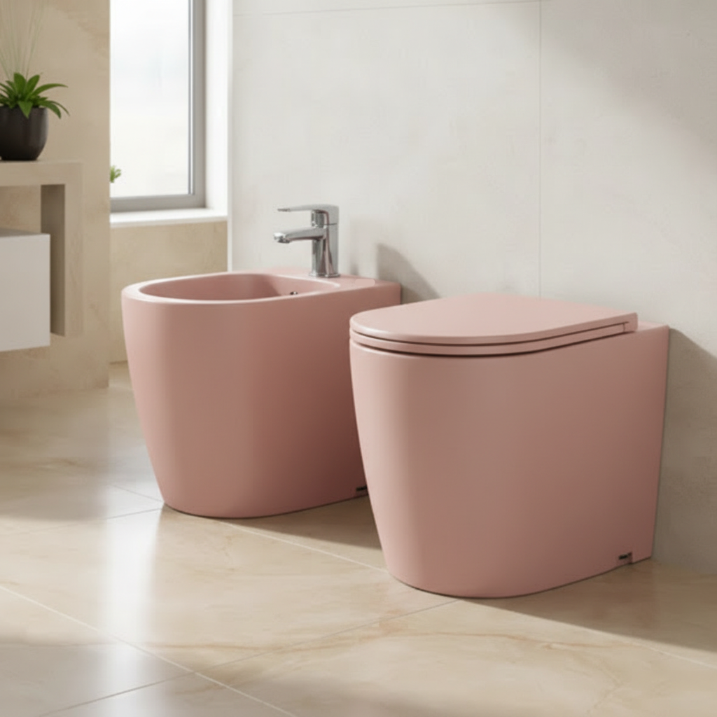Set sanitari filomuro BathCore Infinity WC rimless e bidet