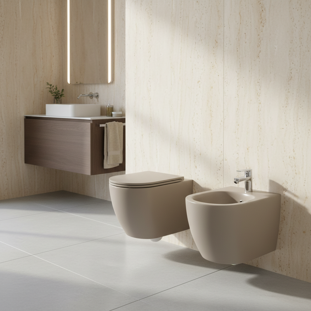 Set sanitari sospesi BathCore Infinity WC rimless e bidet