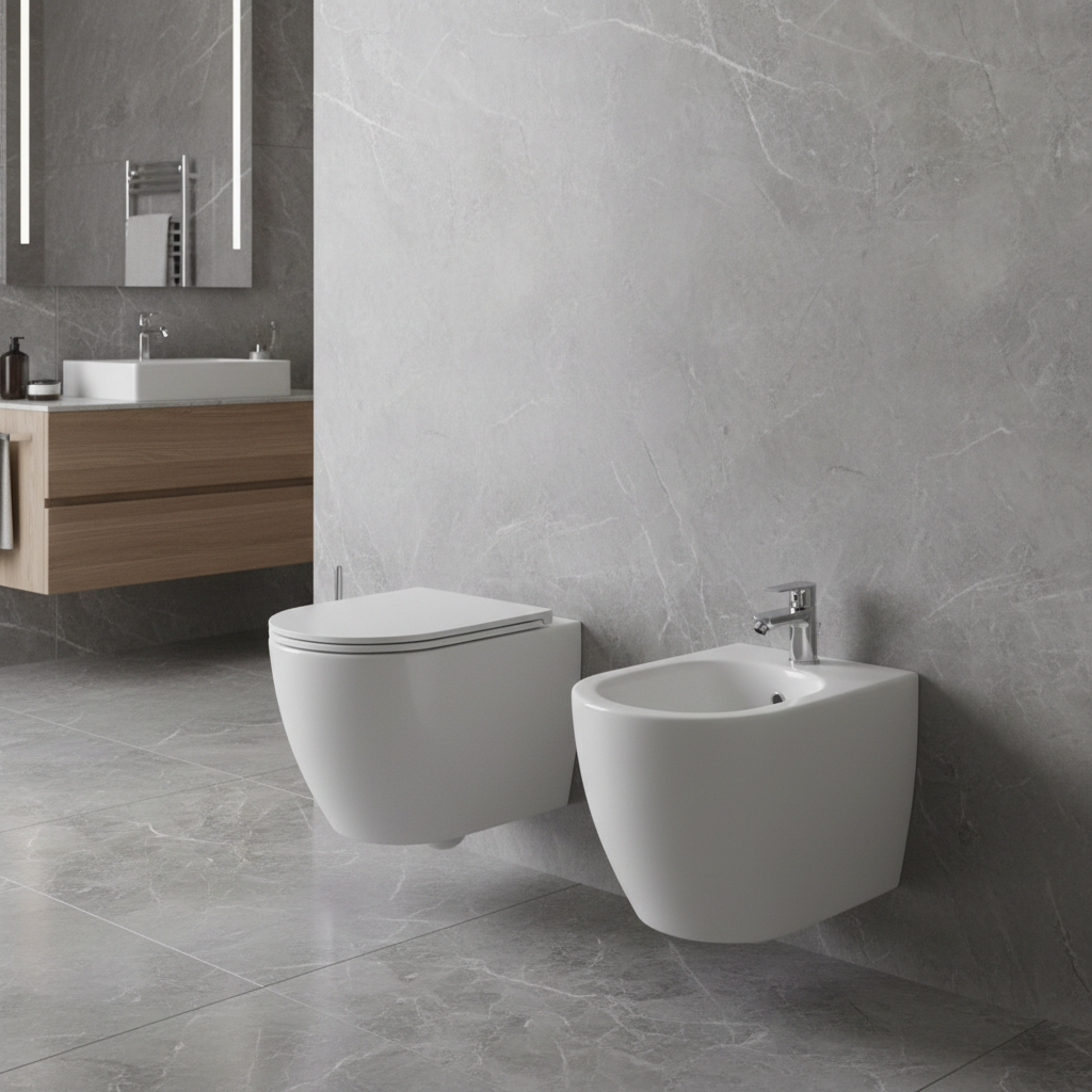 Set sanitari sospesi BathCore Infinity WC rimless e bidet
