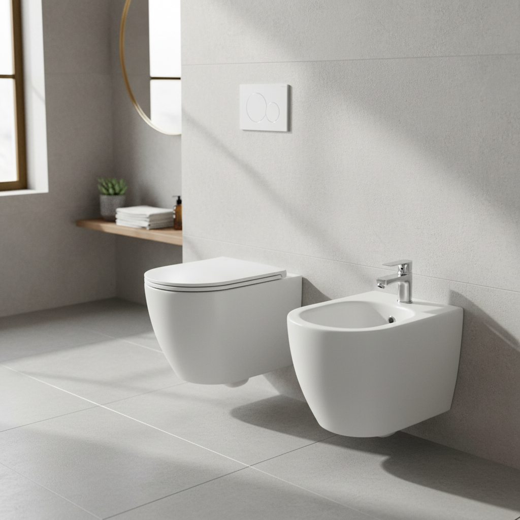 Set sanitari sospesi BathCore Infinity WC rimless e bidet