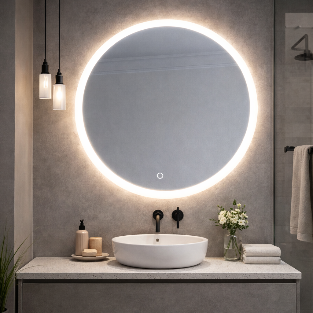 Specchio LED bagno touch retroilluminato Cubi&Co Aura ø 60 - 80 cm