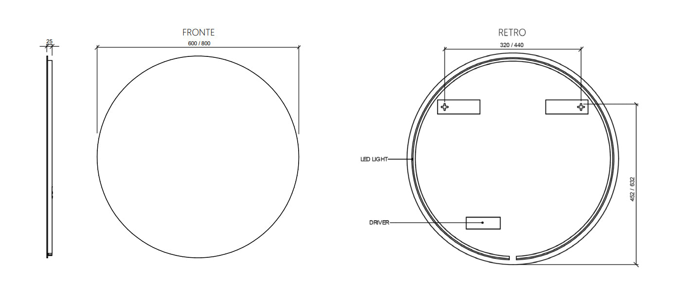 Specchio LED bagno Cubi&Co Aura Ø60/80 cm retroilluminato 4000K 2