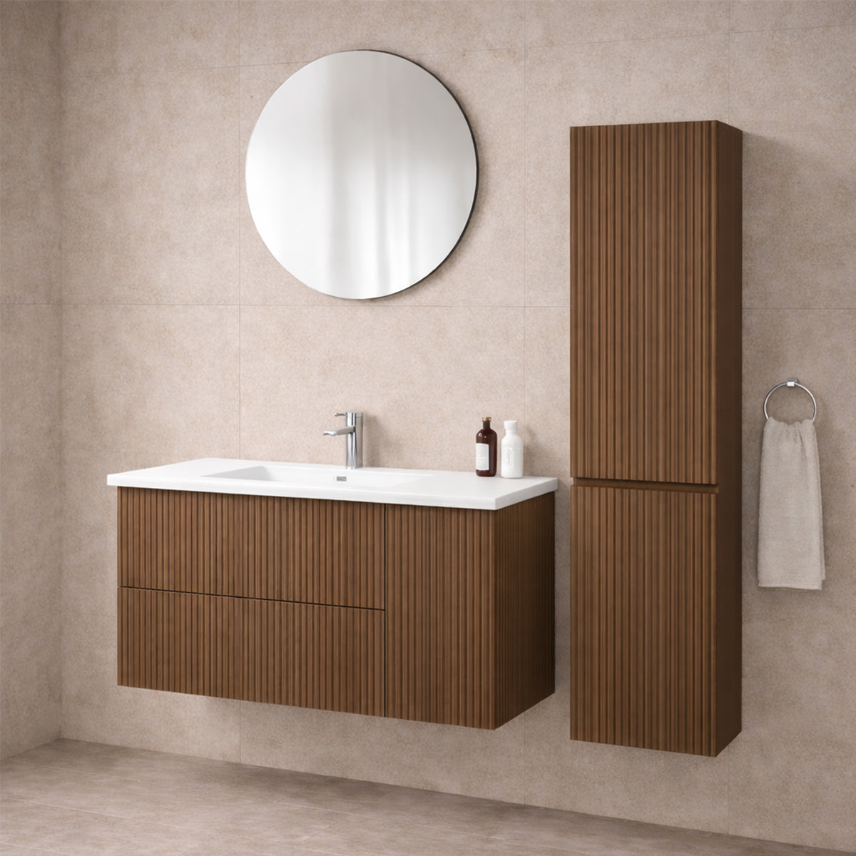 Colonna bagno sospesa Cubi&Co serie Riva con ante reversibili – frontale cannettato 2