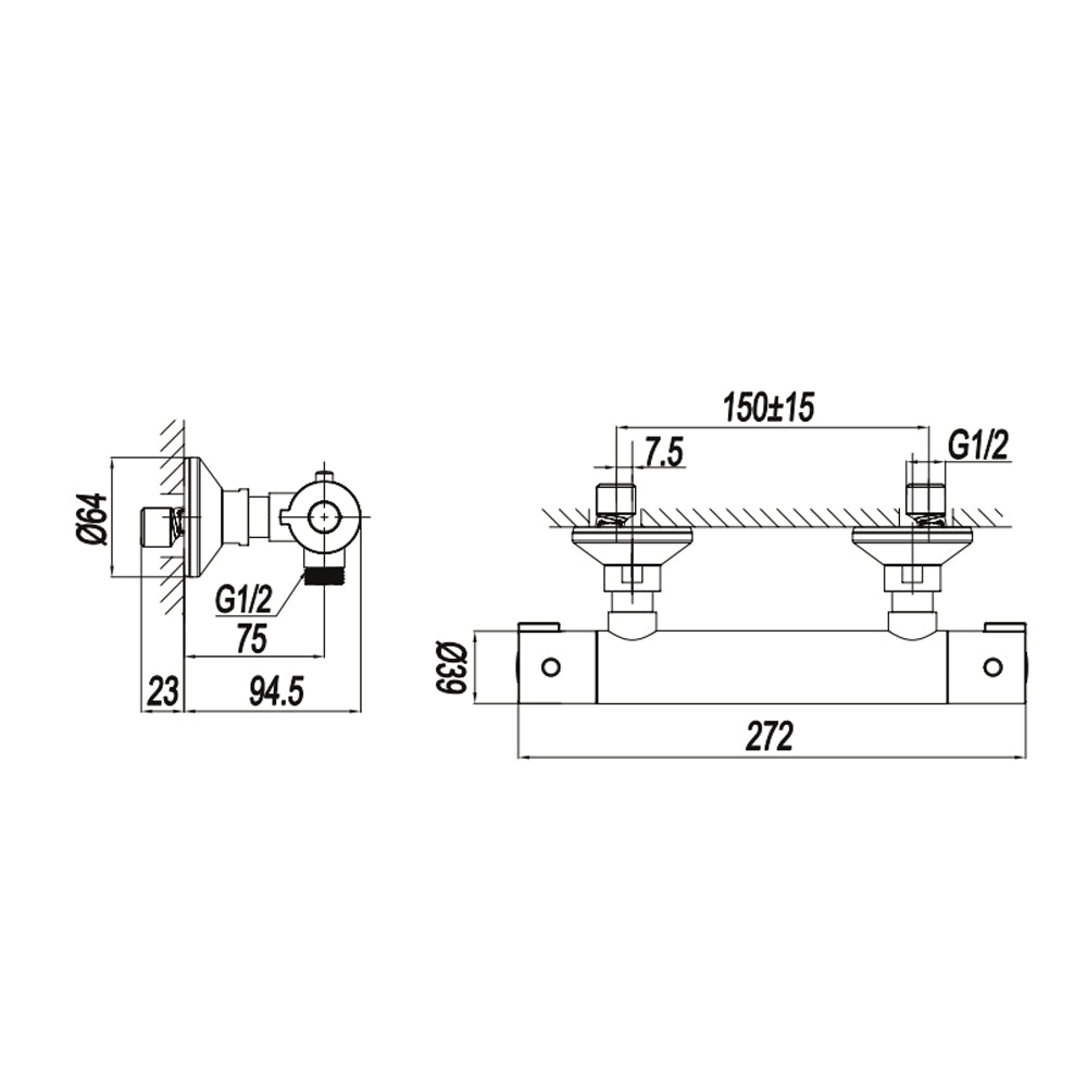 Miscelatore monocomando esterno per doccia RubiFlux serie Ampra - Cromo 5
