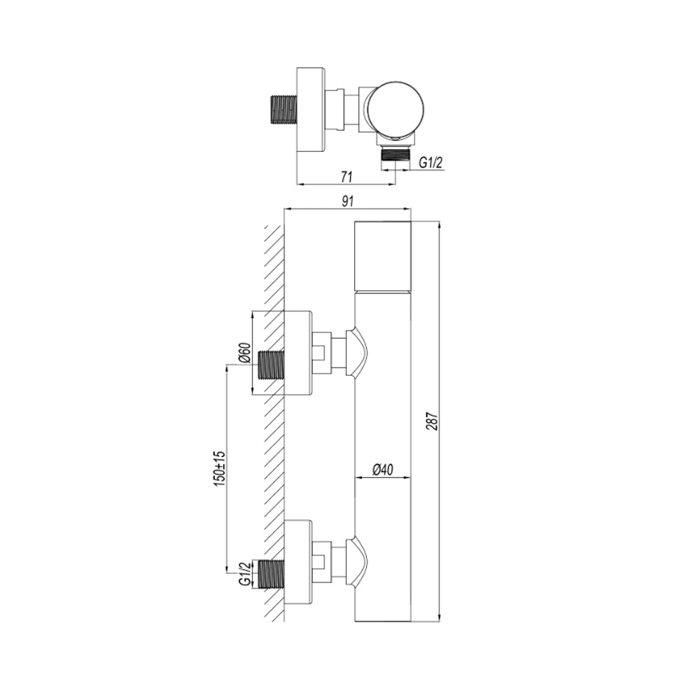 Miscelatore esterno doccia personalizzabile RubiFlux serie Sculpt - varie finiture 2