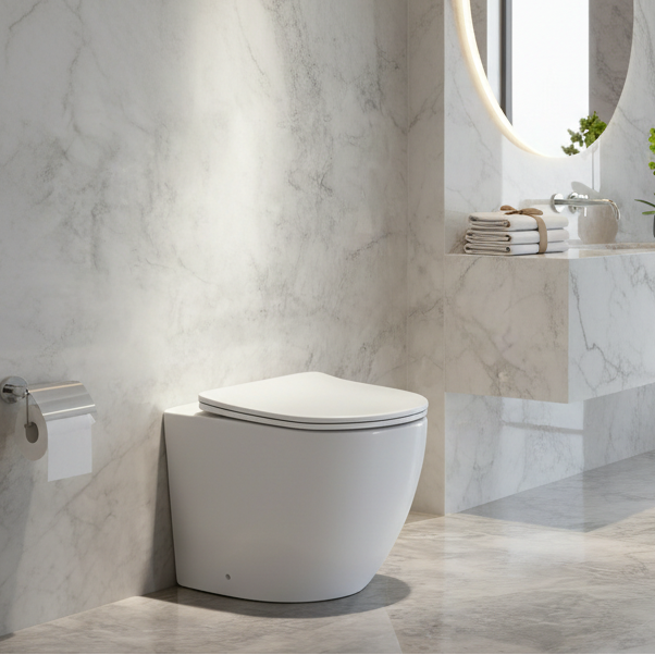 Vaso filomuro Vortex con scarico tornado e sedile soft close