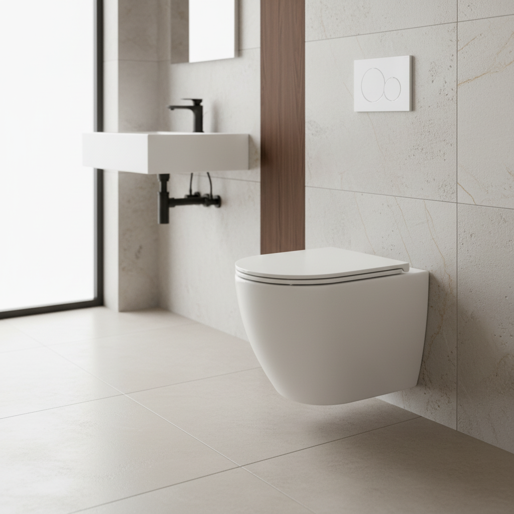 Vaso sospeso rimless BathCore Infinity ceramica design moderno
