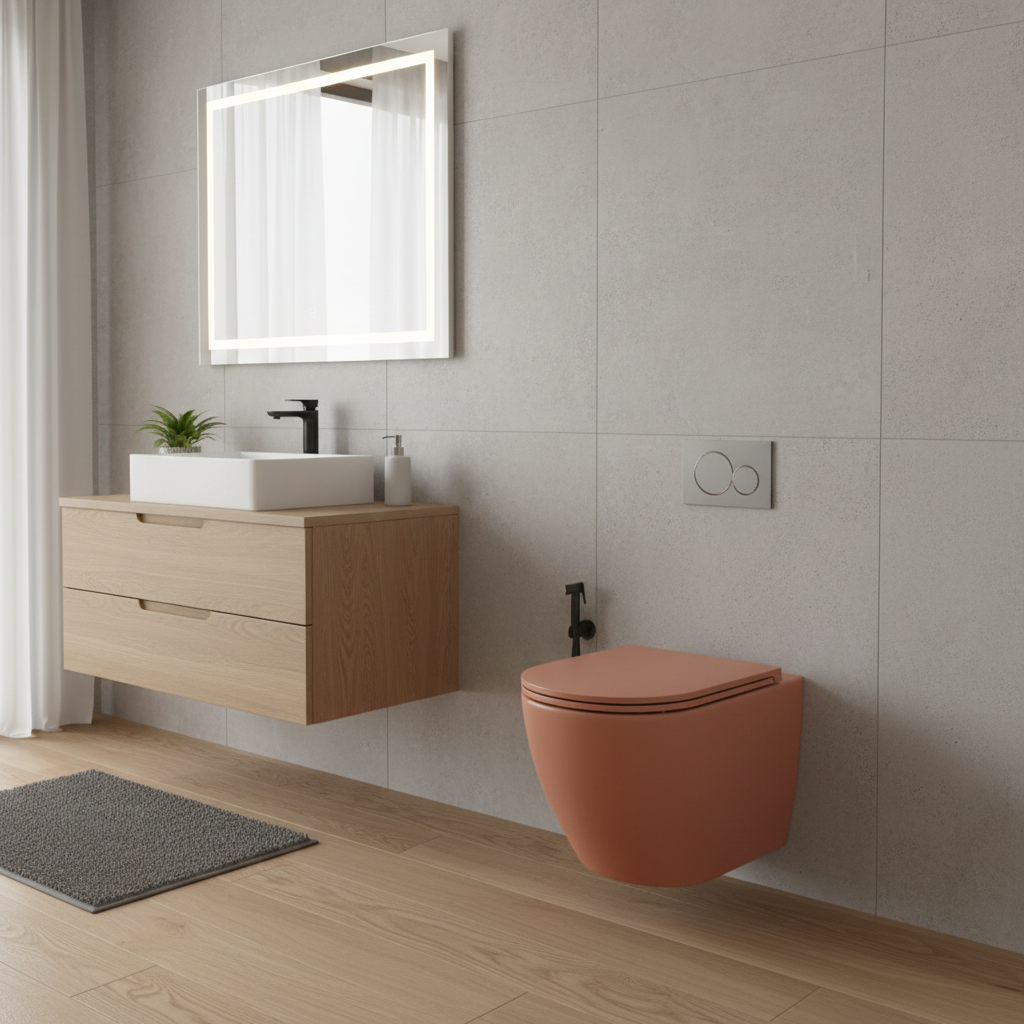 Vaso sospeso rimless BathCore Infinity ceramica design moderno