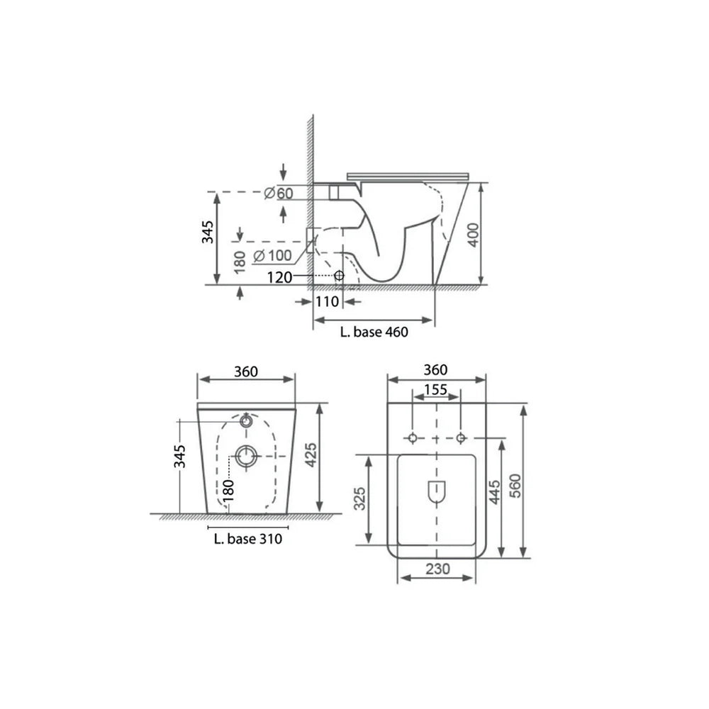 Coppia sanitari a terra BathCore serie Mars 56x36x40 cm - Vaso a terra + bidet a terra + copriwater 6