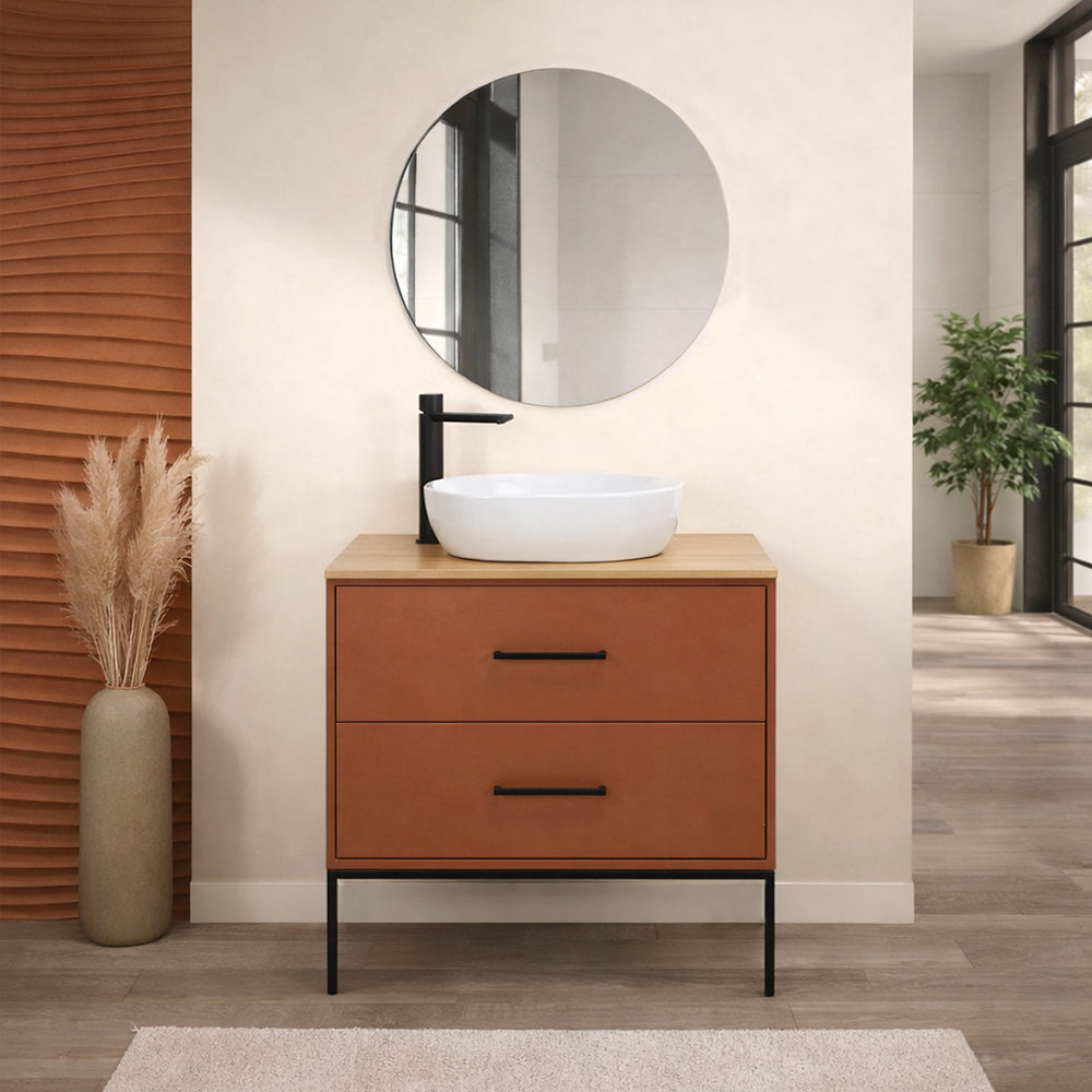 Mobile bagno sospeso Venere 80 cm con lavabo da appoggio e specchio - varie finiture