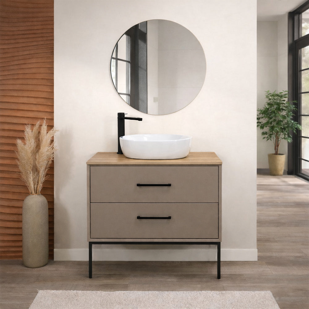 Mobile bagno sospeso Venere 80 cm con lavabo da appoggio e specchio - varie finiture 3