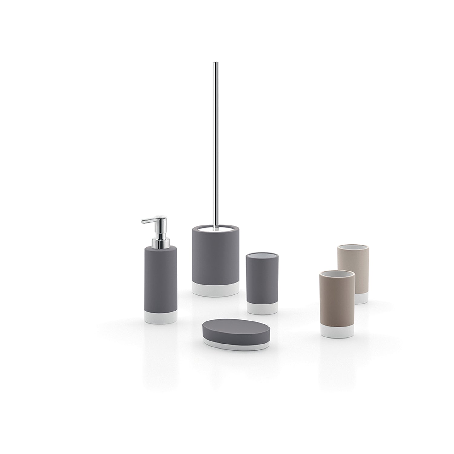  Dispenser sapone in ceramica con erogatore cromato Gedy serie New Mizar - Grigio