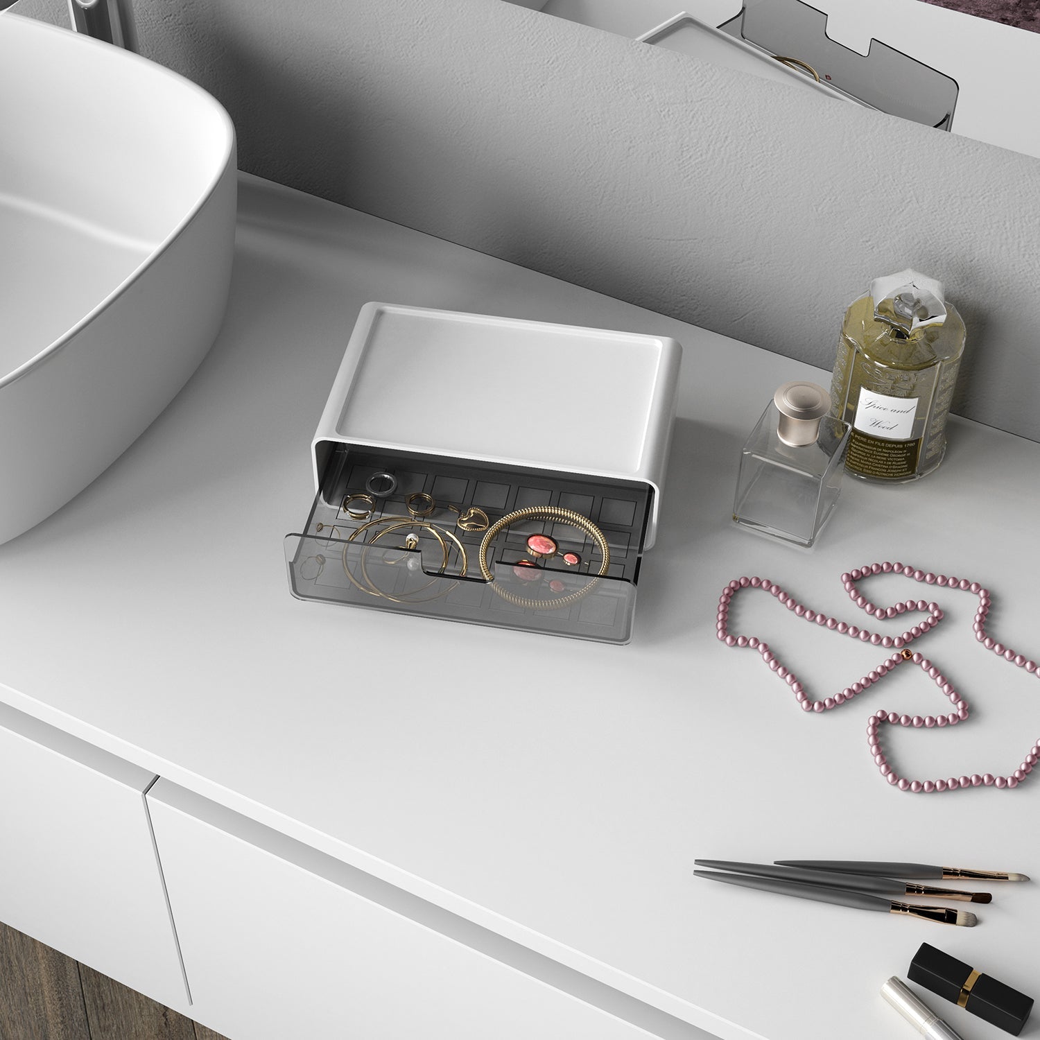  Box impilabile da appoggio Gedy serie Seventy - Bianco by CeramicStore | Lo specialista del tuo bagno