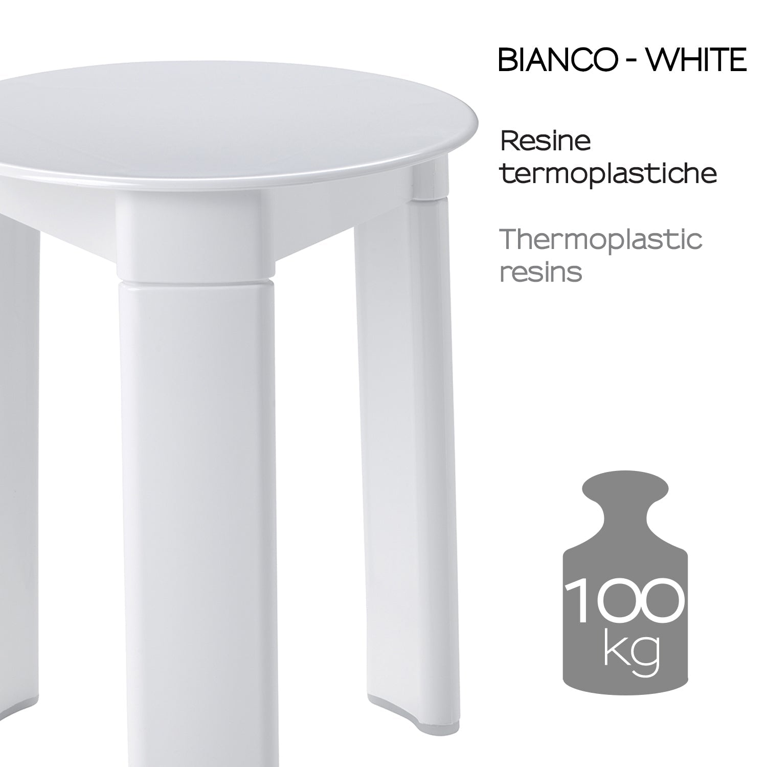  Sgabello in resine termoplastiche Gedy modello Trio - Bianco