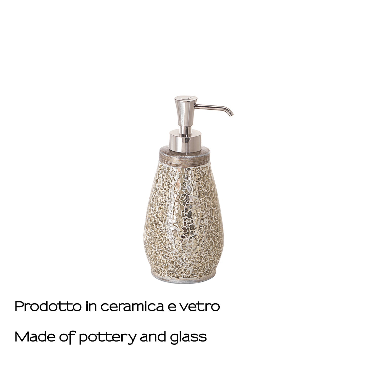  Dosasapone in ceramica e vetro con erogatore in plastica Gedy serie Myosotis - Crema/Oro