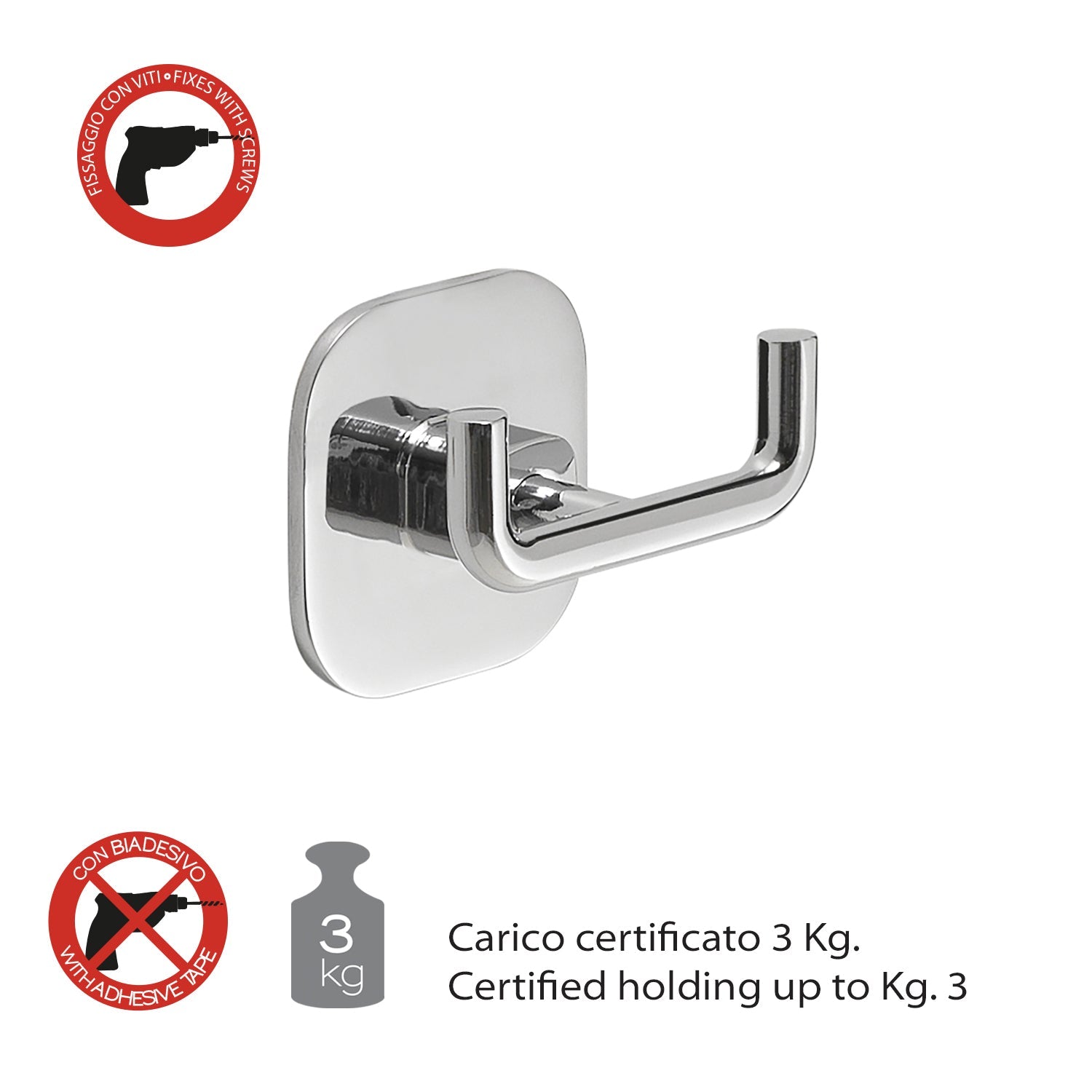  Appendiabiti doppio in acciaio inox e cromall Teide di Gedy - Cromato by CeramicStore | Lo specialista del tuo bagno